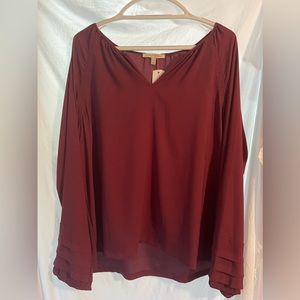 41 HAWTHORN Melania Tiered Pleat Sleeve Blouse Size XL